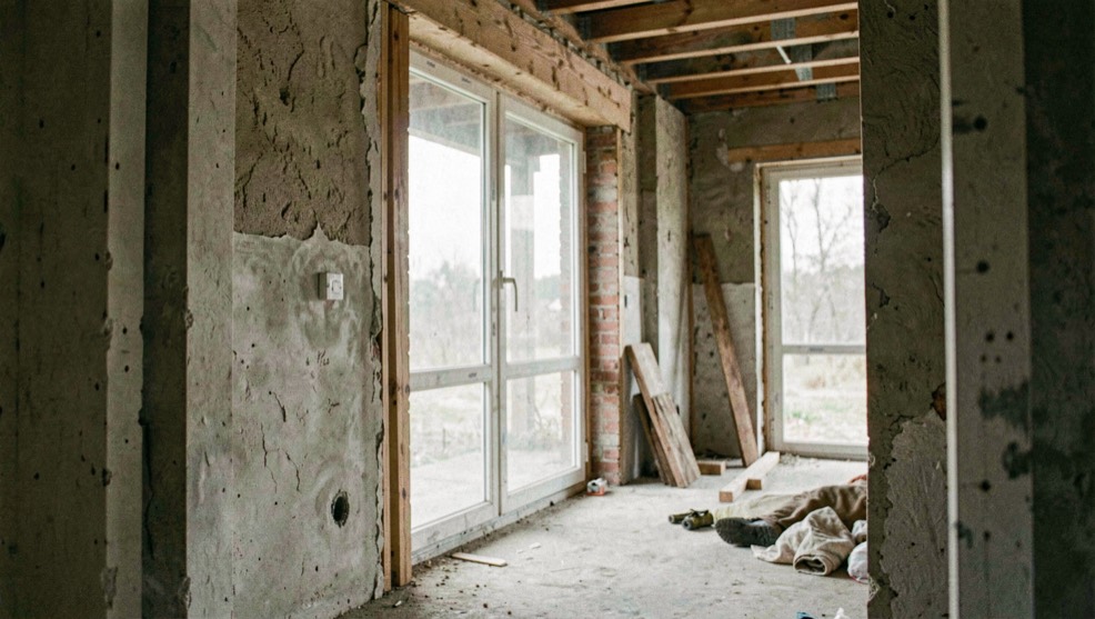 Un détail de matière et de lumière illustre la question de changement climatique bâtiment adaptation dans un espace construit
